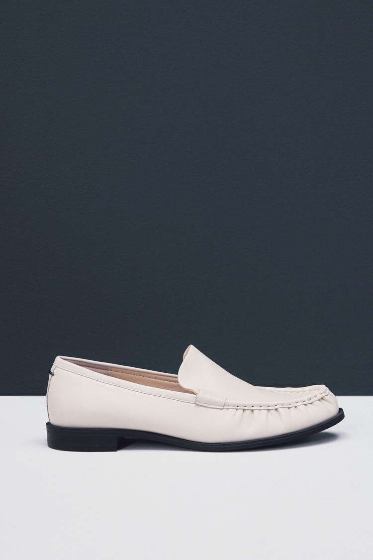 Bone Standard Fit Forever Comfort® Premium Leather With Motionflex Ruched Slim Loafers - Image 1 of 1