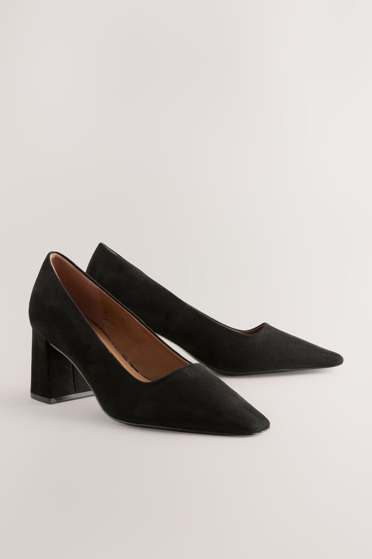Black Standard/Wide Fit Forever Comfort® Standard/Wide Fit Chisel Toe Block Courts - Image 1 of 1