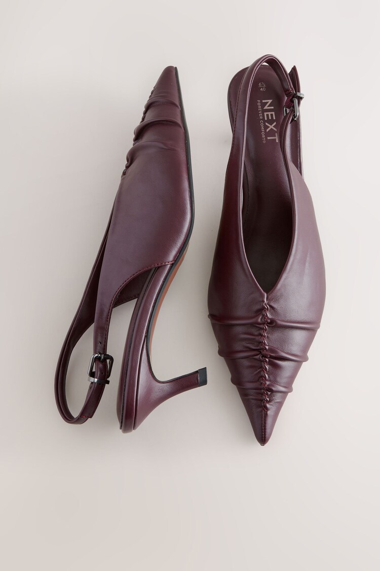 Burgundy Red Standard Fit Forever Comfort® Point Toe Ruched Slingback Heels - Image 1 of 1