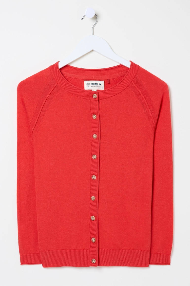 Rot - FatFace Crew Neck Cardigan - Bild 1 von 1