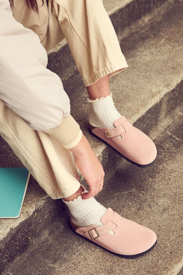 Birkenstock Pink Boston Suede Leather Sandals - Image 1 of 1
