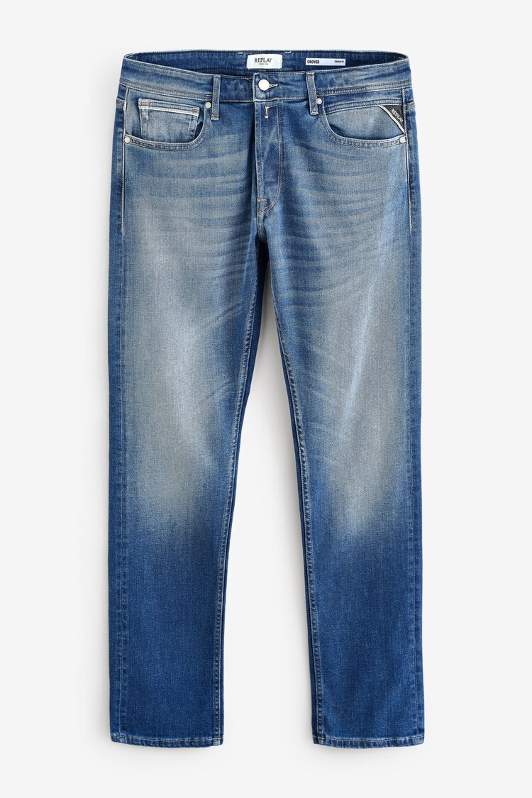 Replay Mid Blue Grover Straight Fit Jeans - Image 1 of 1