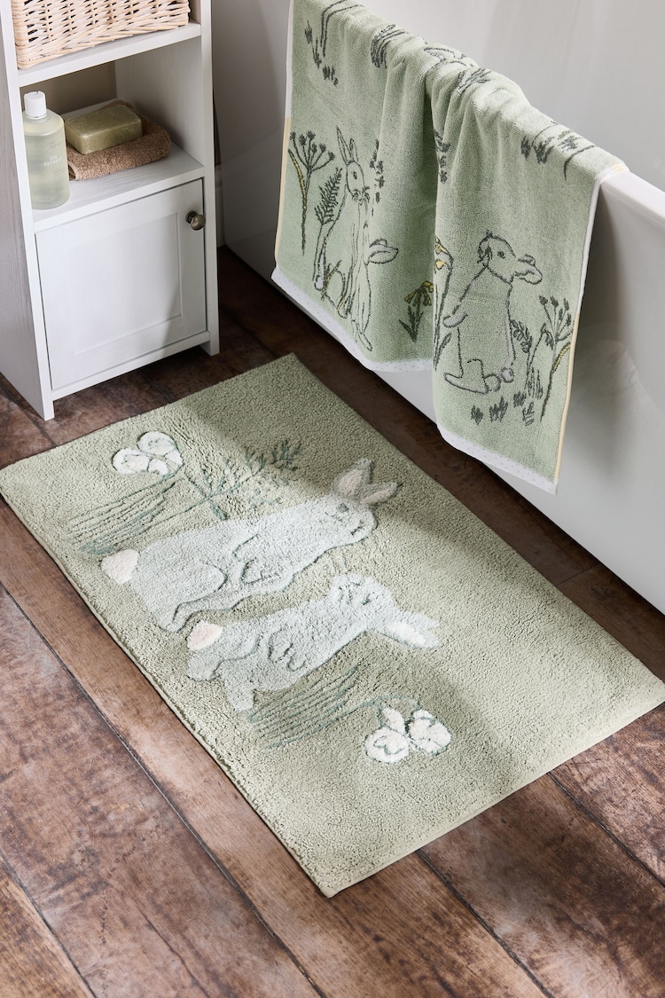 Green Spring Bunny 100% Cotton Bath Mat - Image 1 of 1