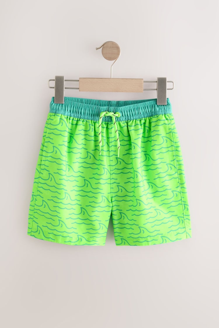 Green/Yellow Shark Printed Swim Shorts (3-16yrs) - Image 1 of 1