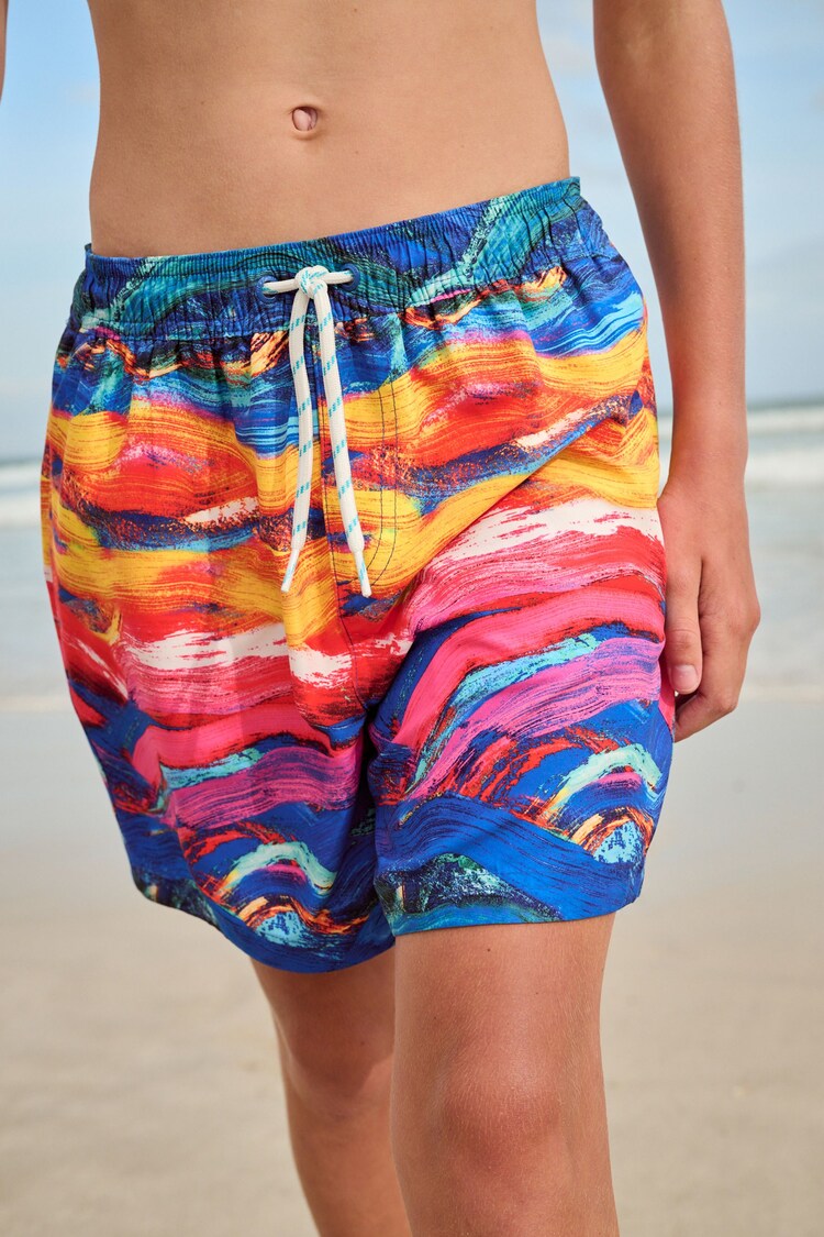 Blue/Yellow Printed Swim Shorts (3-16yrs) - Image 1 of 1