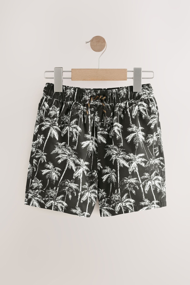 Black/White Palm Printed Swim Shorts (3-16yrs) - Image 1 of 1
