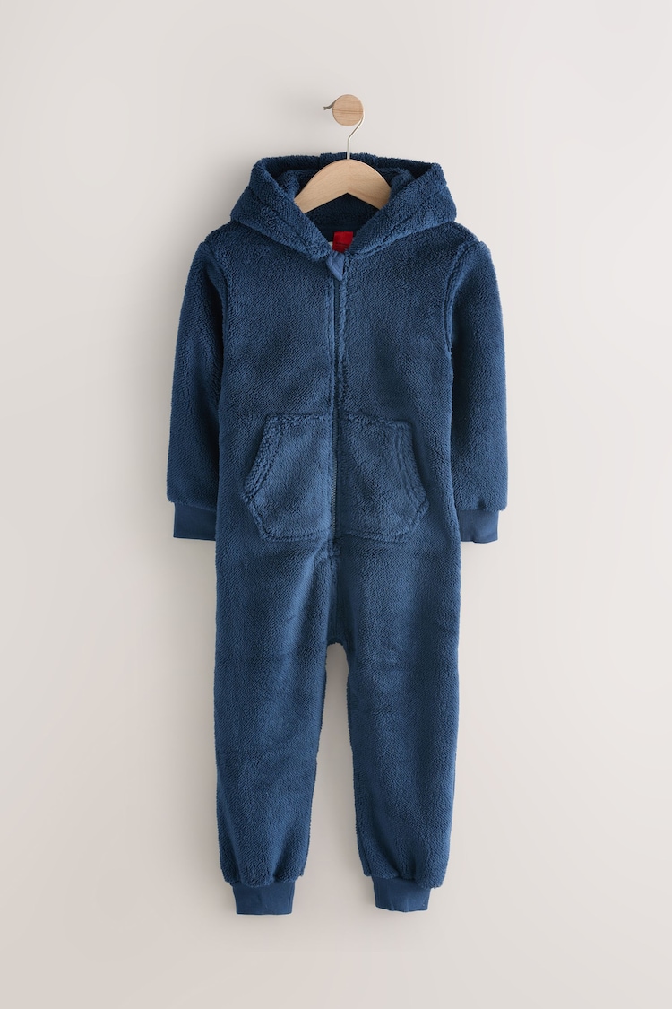 Navy All-In-One Fleece Pyjamas (3-16yrs) - Image 1 of 1