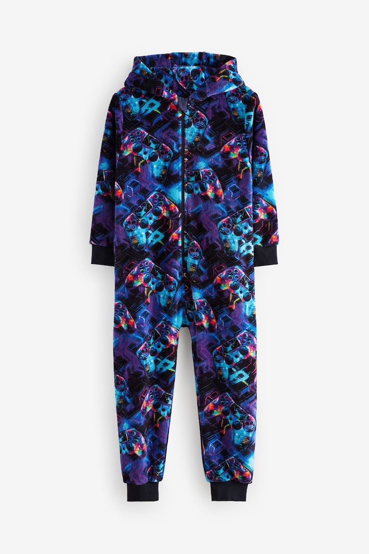 Blue Gamer All-In-One Fleece Pyjamas (3-16yrs) - Image 1 of 1