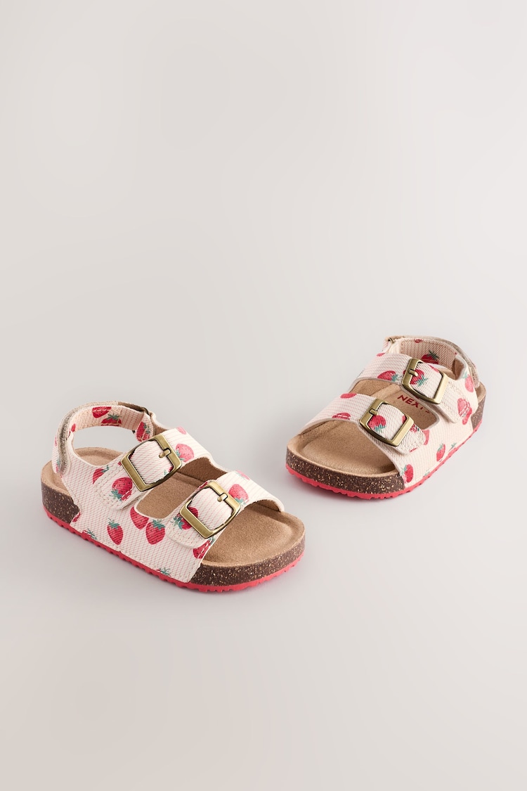 Cream Strawberry Standard Fit (F) Corkbed Double Two Strap Sandals - Image 1 of 1