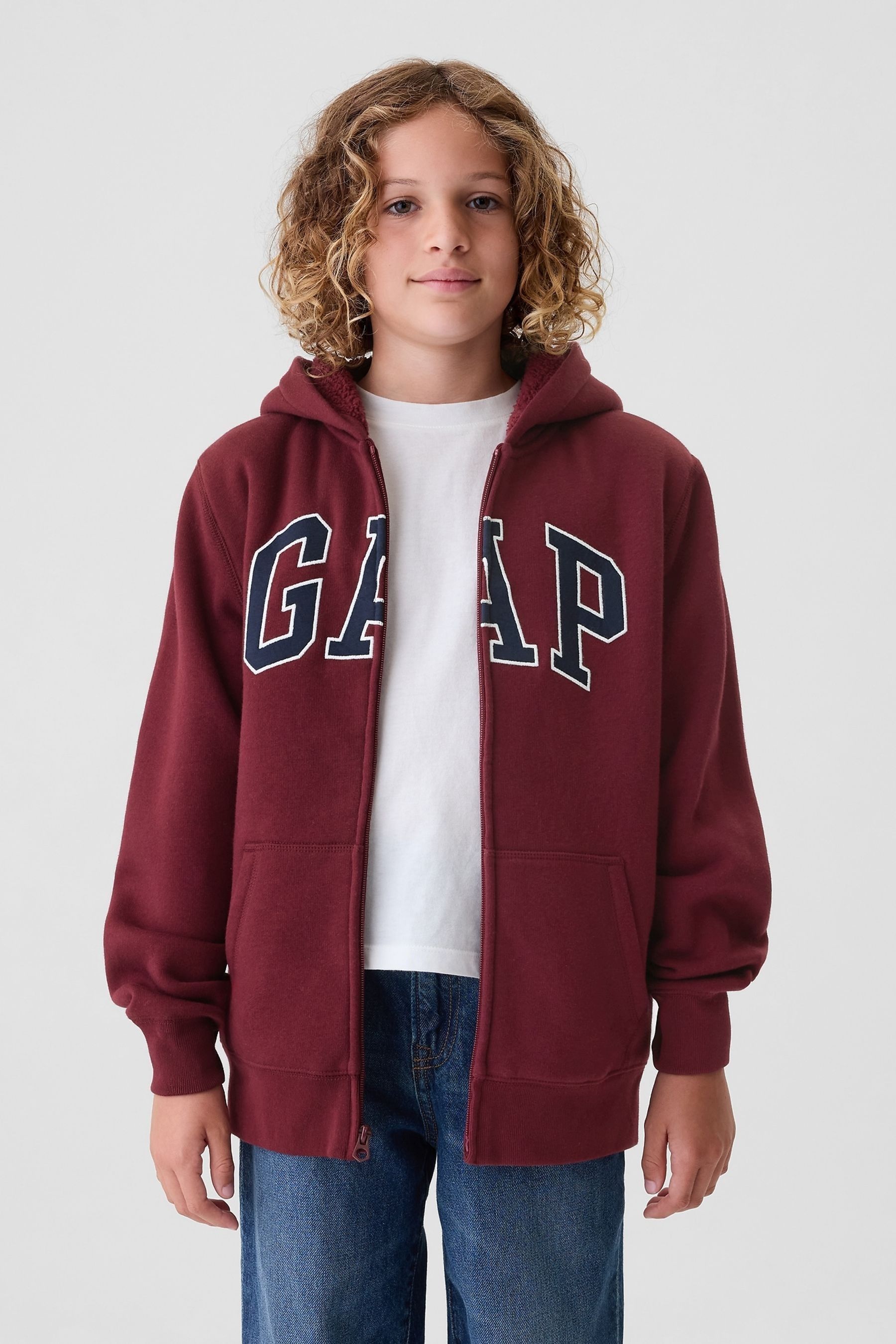 Red sherpa lined hoodie clearance