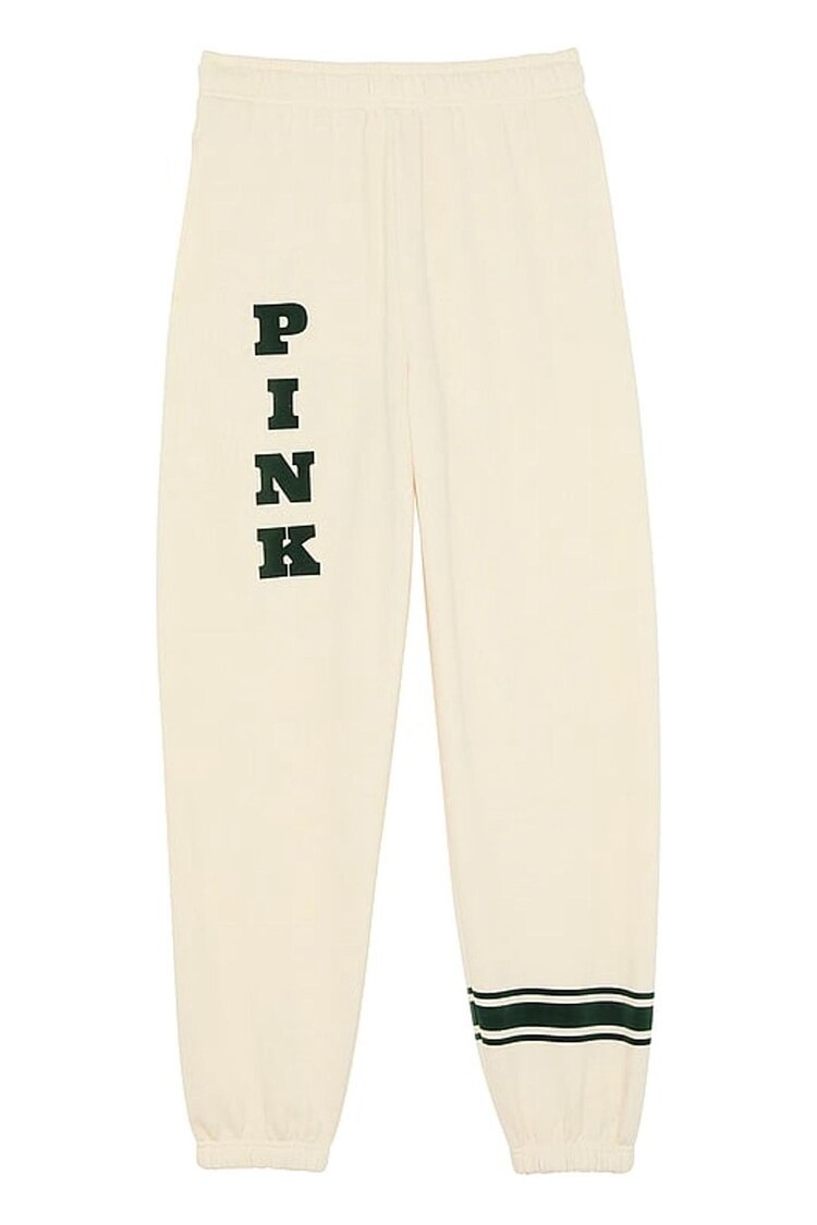 Victoria's Secret PINK White Shell Cuffed Fleece Jogger - Image 1 of 1