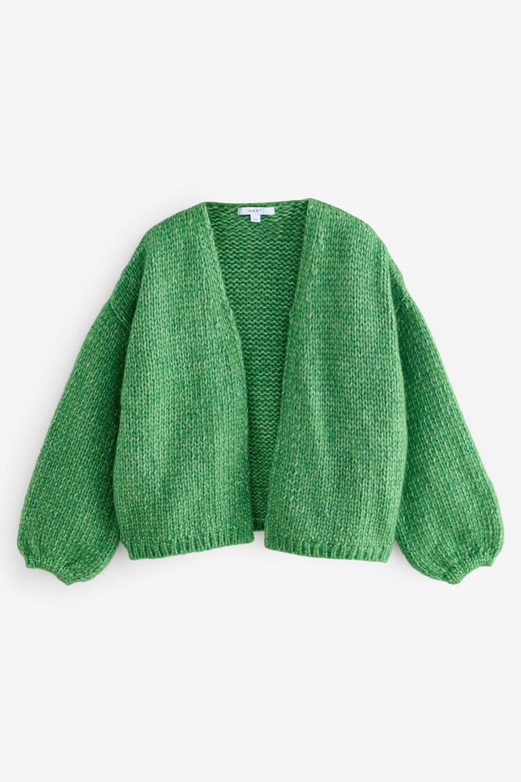 Green Bright Soft Touch Fuzzy Knitted Cardigan - Image 1 of 1