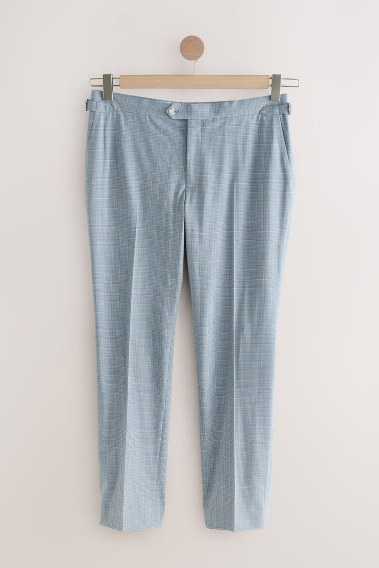 Light Blue Slim Fit Check Suit Trousers - Image 1 of 1