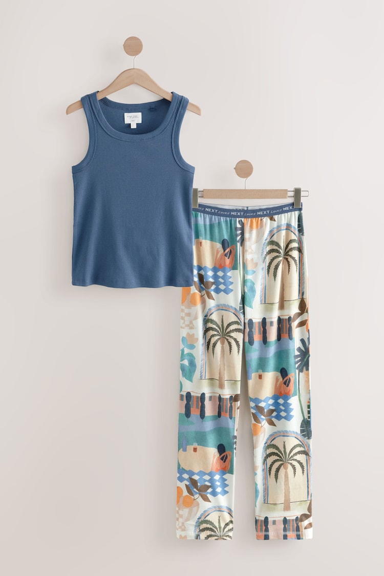 Blue Palms Rib Vest Pyjamas - Image 1 of 1