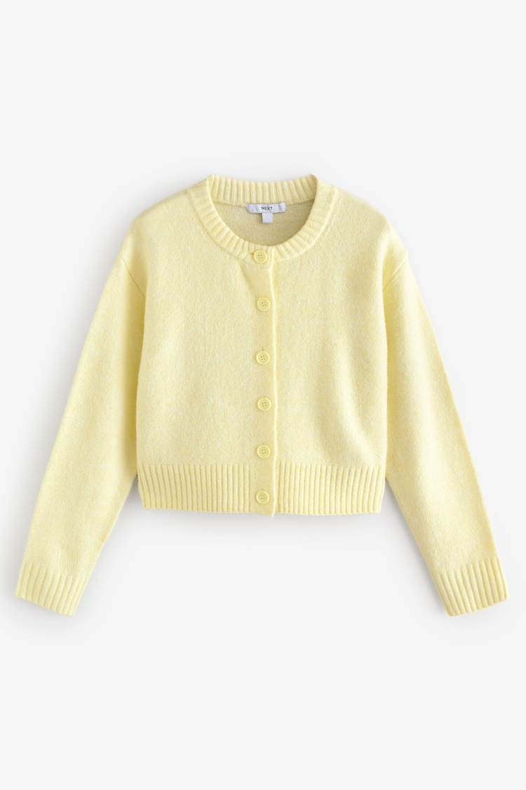 Yellow Crew Neck Knitted Cardigan - Image 1 of 1