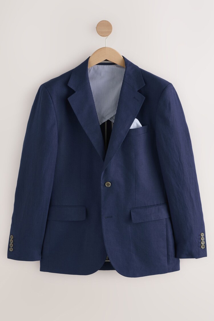 Blauw - Slim Fit Linen Suit Jacket - Image 1 of 1