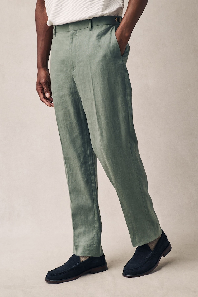 Vert - Pantalon de costume slim 100% lin - Image 1 of 1