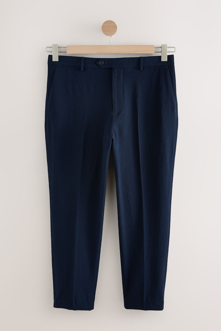 Темно-синий - Slim Fit Seersucker Texture Suit Trousers - Изображение 1 из 1