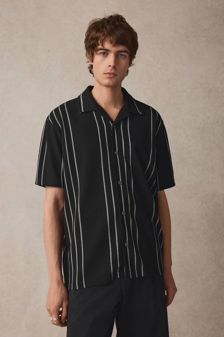 Black Textured Stripe Jersey Shirt - Image 1 of 1