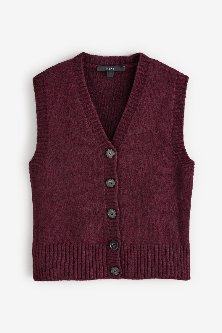 Burgundy Red Button Front Knitted Tank Top - Image 1 of 1