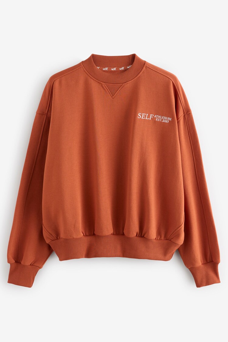 self. Rust Brown Crew Neck Sweat Top - Image 1 of 1