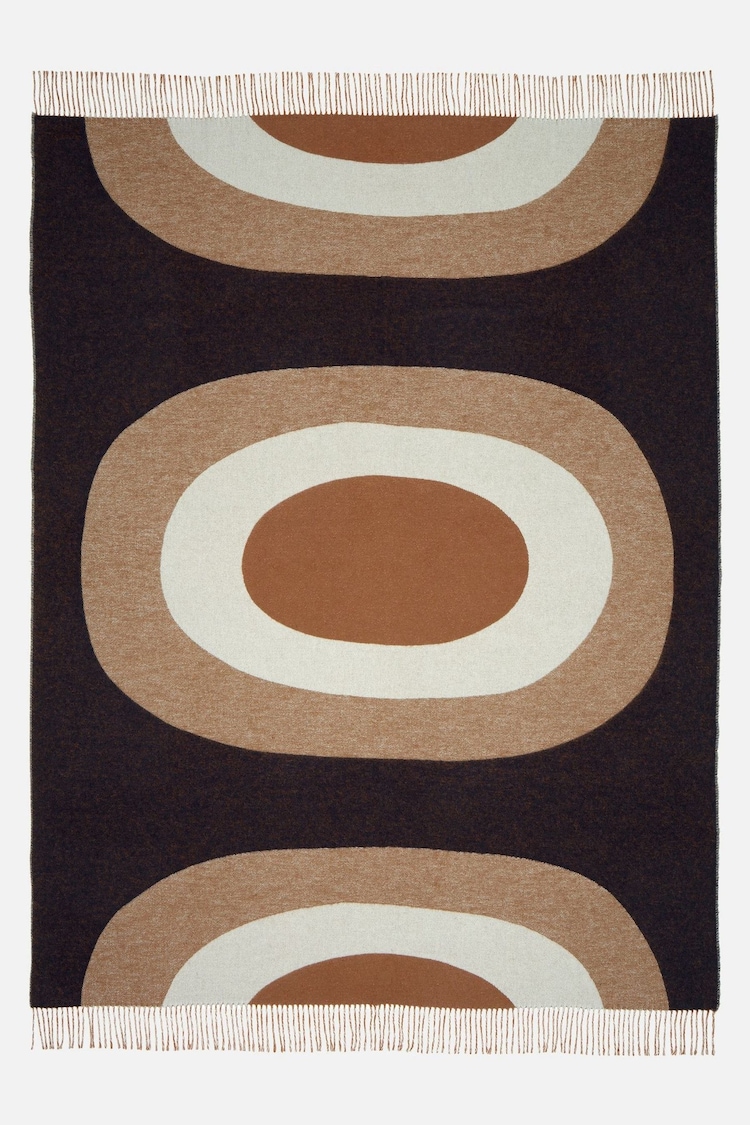 Marimekko Brown  Off White  Dark Blue Melooni Throw - Image 1 of 1