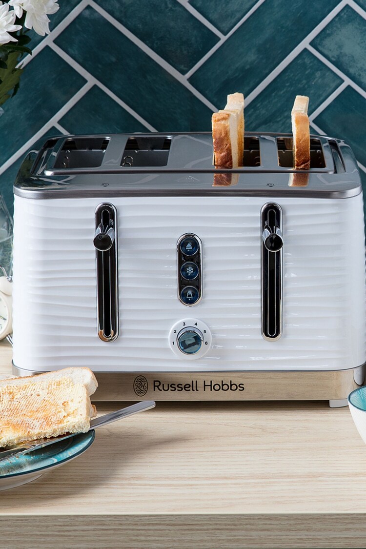 Russell Hobbs White Inspire 4 Slice Toaster - Image 1 of 1