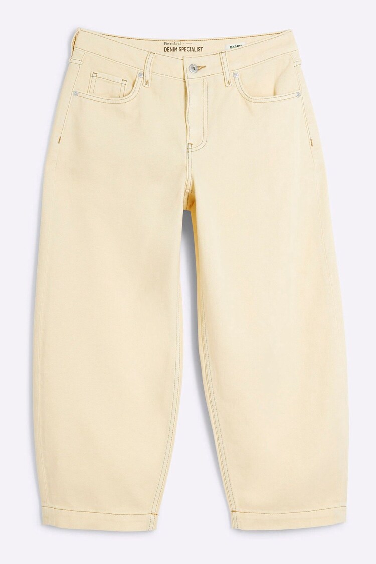 River Island Buttermilk Yellow Petite Seamed Barrel Jeans - Image 1 of 1