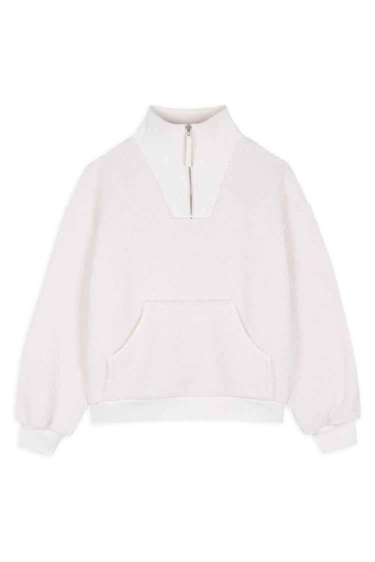 Chelsea Peers White Borg Quarter Zip Funnel Sweatshirt - Image 1 of 1