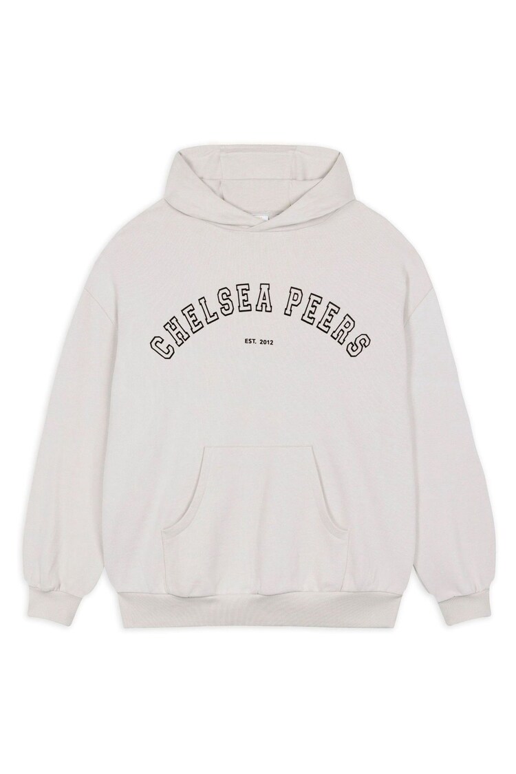 بيج - Chelsea Peers Cotton Embroidered Logo Hoodie - صورة 1 من 1
