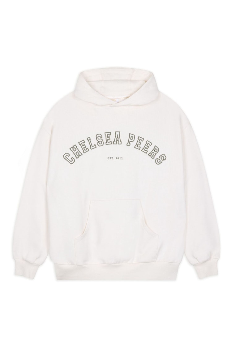 أبيض - Chelsea Peers Cotton Embroidered Logo Hoodie - صورة 1 من 1