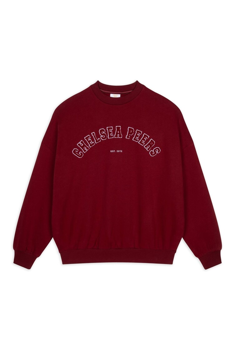Chelsea Peers Red Cotton Embroidered Letterman Logo Sweatshirt - Image 1 of 1