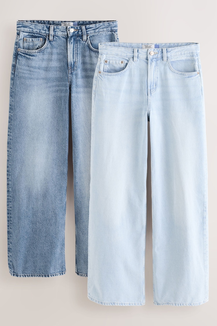 White/Blue Wide Leg 100% Cotton Jeans 2 Pack - Image 1 of 1