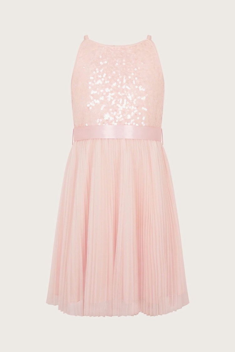 Monsoon Pink Keita Embellished Plisse Dress - Image 1 of 1