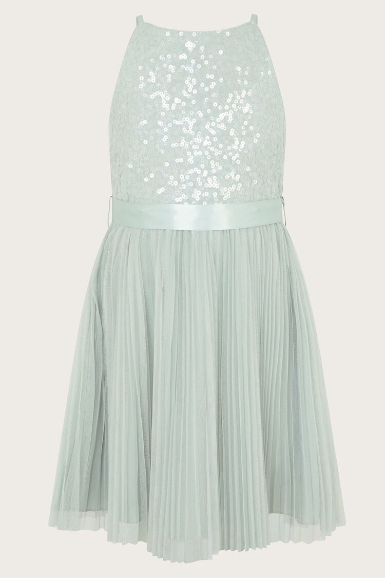 Monsoon Green Keita Embellished Plisse Dress - Image 1 of 1