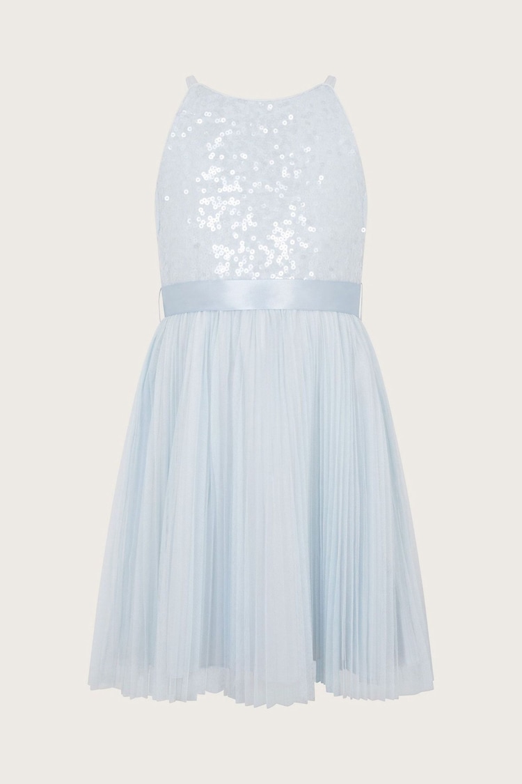 Monsoon Blue Keita Embellished Plisse Dress - Image 1 of 1