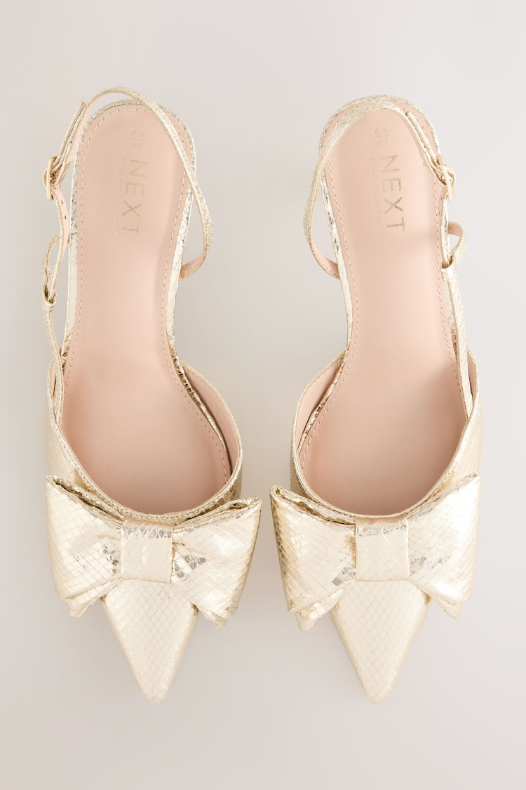 Gold Forever Comfort® Point Toe Bow Slingback Heels - Image 1 of 1