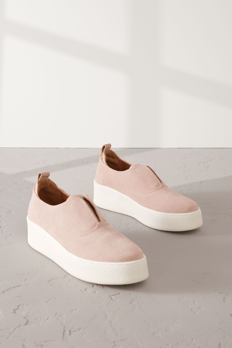 Rose Pink Slip On Signature Forever Comfort® Leather Chunky Wedge Platform Trainers - Image 1 of 1