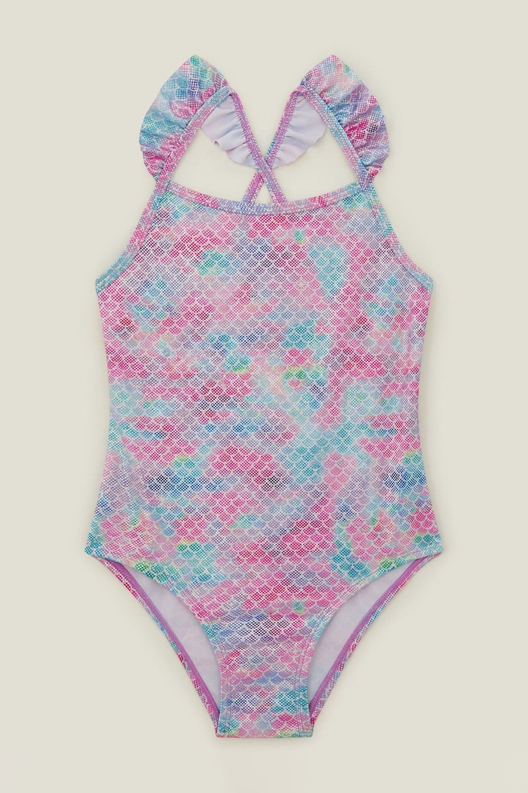 Angels By Accessorize Pink/Blue Girls Frilly Mermaid Swimsuit - Image 1 of 1