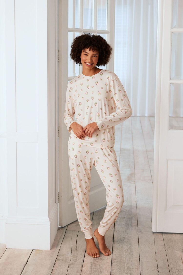 Chelsea Peers Strawberry Print Long Pyjamas Set - Imagen 1 de 1