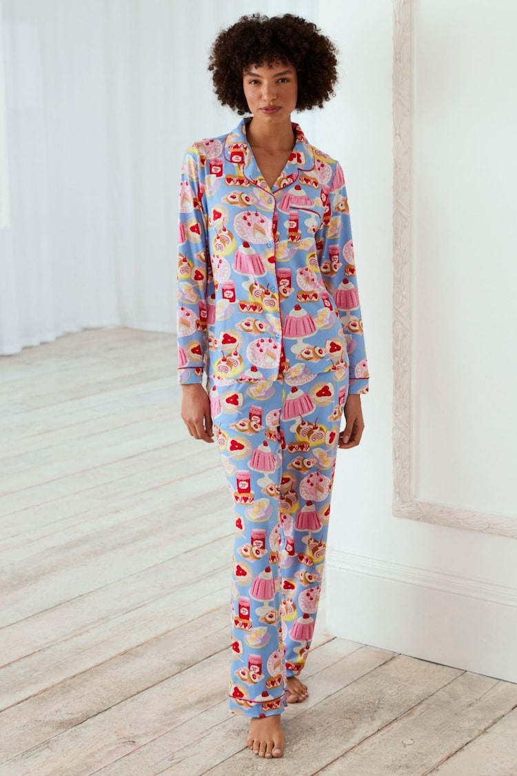 Chelsea Peers Blue Dessert Print Long Pyjamas Set - Image 1 of 1
