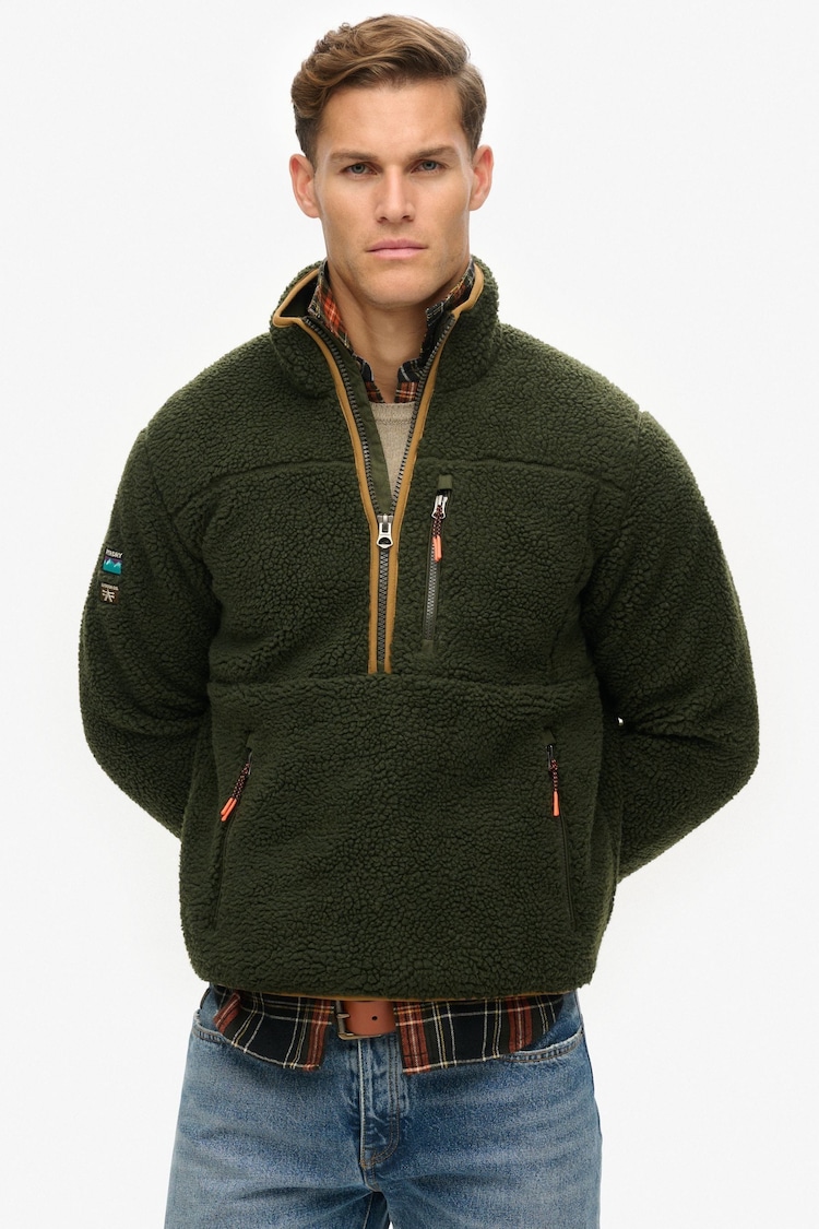 Зеленый - Флисовая кофта свободного кроя Superdry Outdoor Half Zip - Image 1 of 1