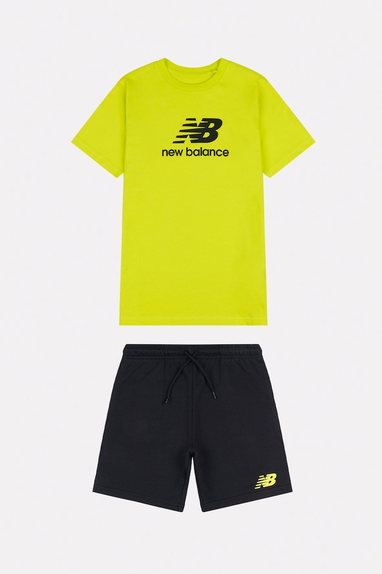New Balance Yellow Kids The System Graphic 100% Cotton T-Shirt And Shorts Set - Image 1 of 1