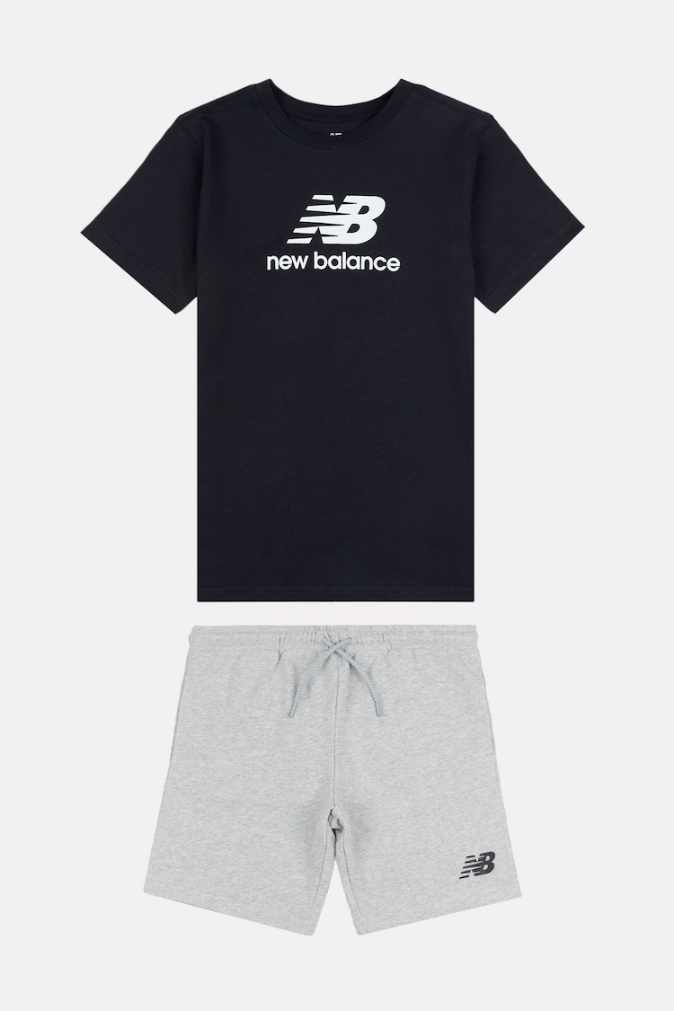 New Balance Black Kids The System Graphic 100% Cotton T-Shirt And Shorts Set - Image 1 of 1