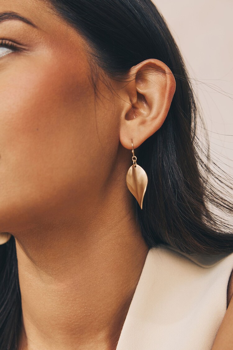 Gold Tone Wave Petal Drop Earrings - Image 1 of 1