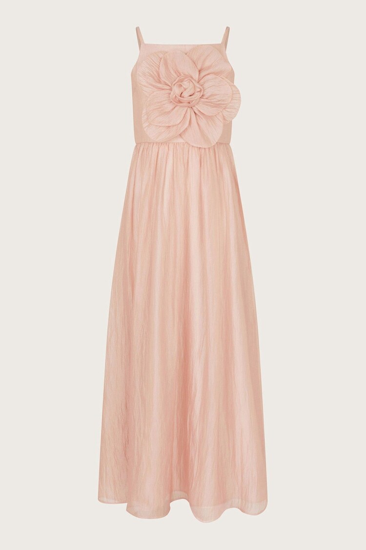 Monsoon Pink Nola 3D Flower Print Organza Prom Dress - Image 1 of 1