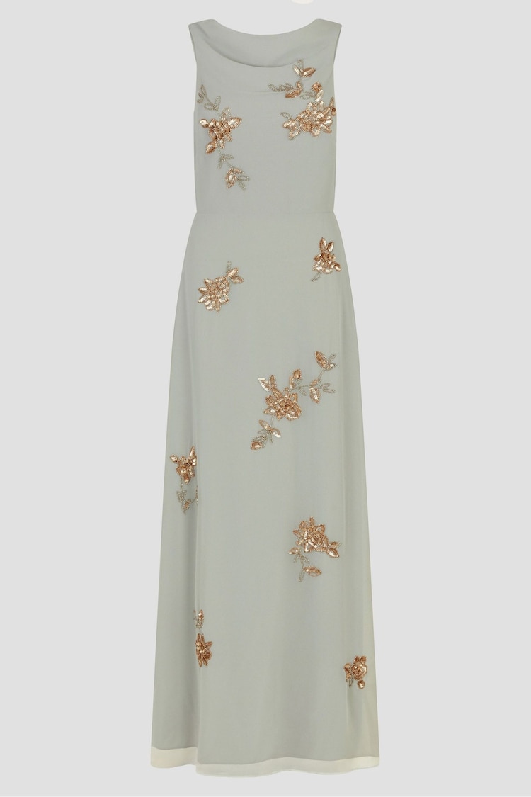 Monsoon Green Sarah Embellished Cowl Neck Maxi Dress - Image 1 of 1