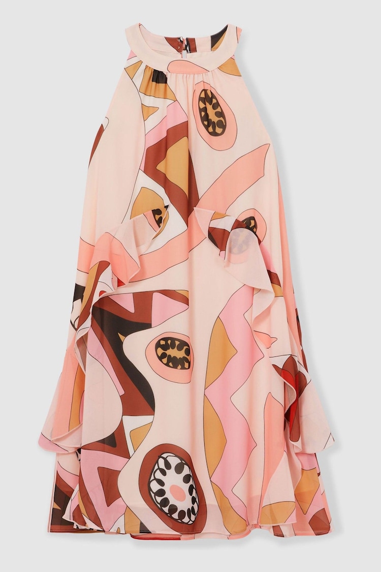Reiss Pink Sasha 13-14 yrs Printed Ruffle-Trim Dress - Image 1 of 1