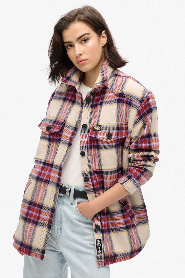 Superdry Brown Borg Check Overshirt - Image 1 of 1