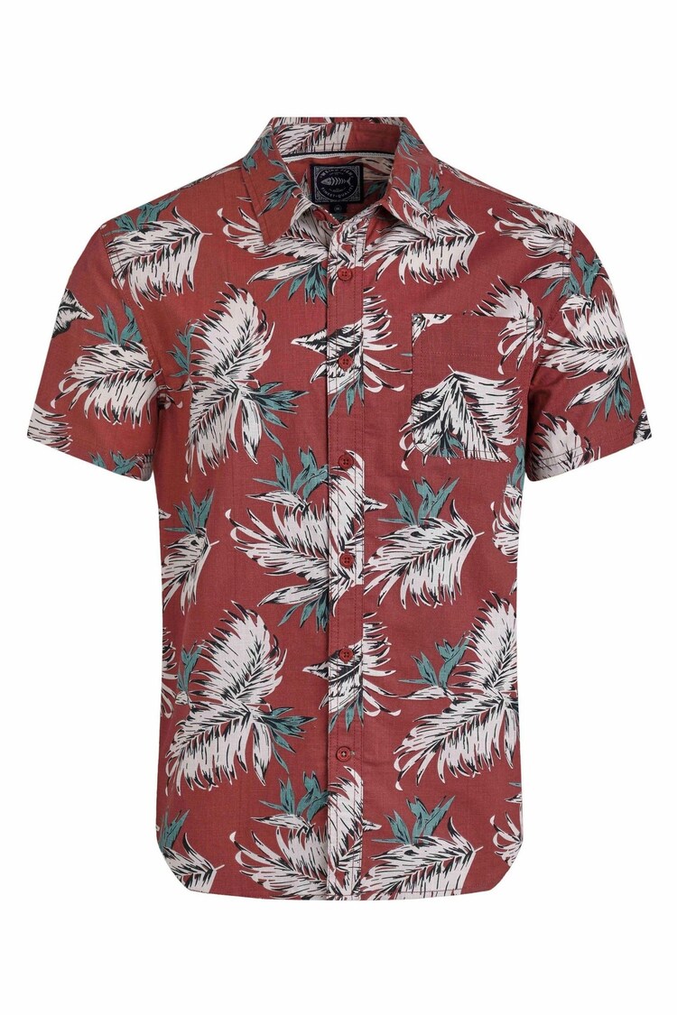 Weird Fish Red Faraway 100% Cotton Short Sleeve Printed Shirt - Image 1 of 1